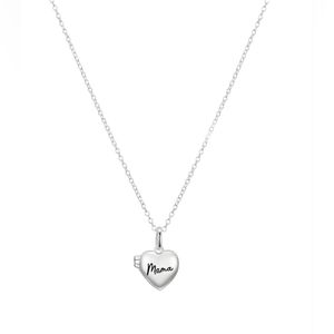 Mama Heart Locket Necklace Fine Silver Plated